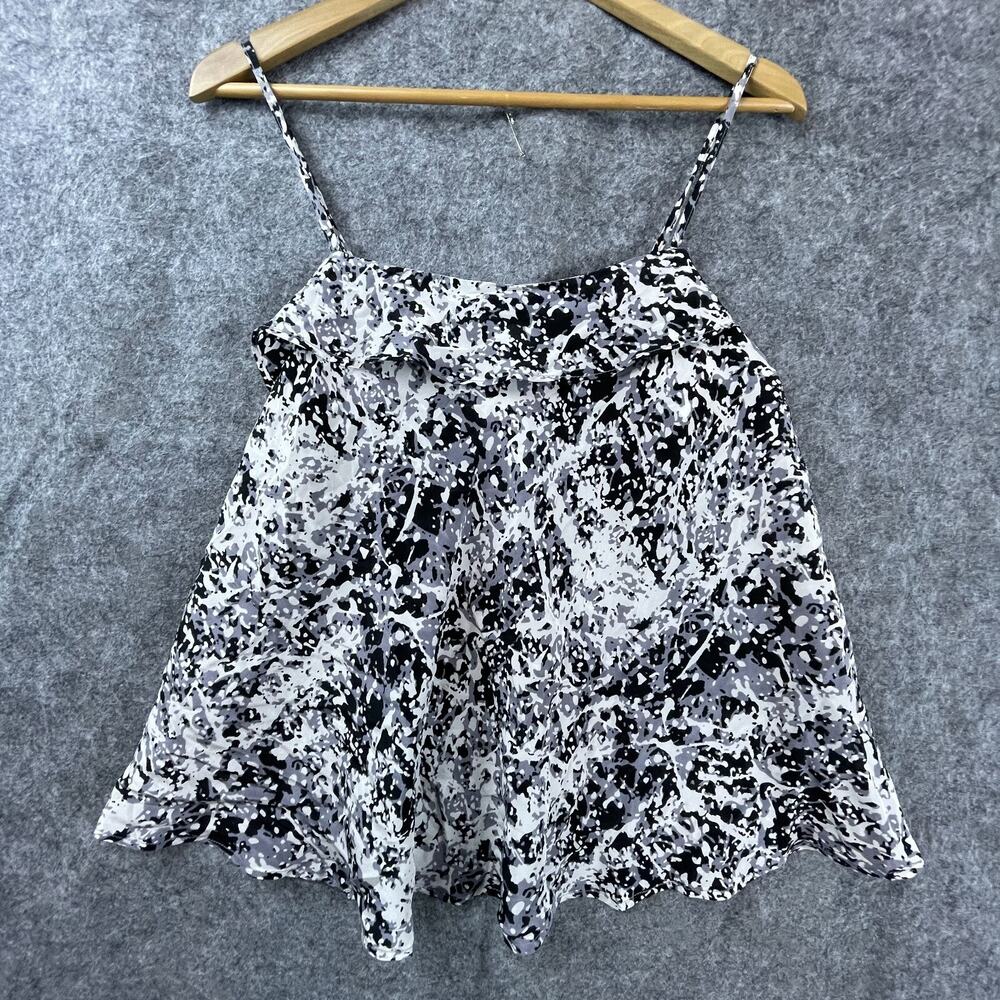 Anthropologie Porridge Cami Tank Top Womens Small Black White Pollock 100% Silk
